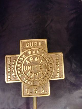Spanish American War Veteran Grave Marker Brass 1898 - 1902 Cube Puerto Rico U.  S.  A 2