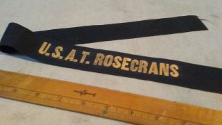 YEAR 1900 U.  S.  A.  T.  ROSECRANS Cap Hat Tally Ribbon BOXER REBELLION 4