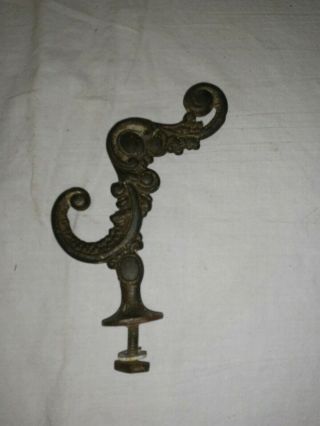 Antique Fancy Cast Metal Double Victorian Hall Tree Wall Mount Hook Salvage