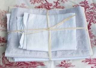 Bundle Vintage French Fabric Various Linens Hemp Chanvre Flax Calico Textile 2