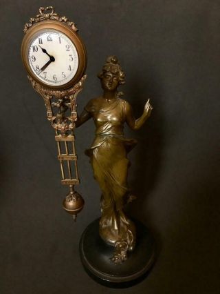 C 1910 Junghans Mystery Swinger Clock Diana Rare