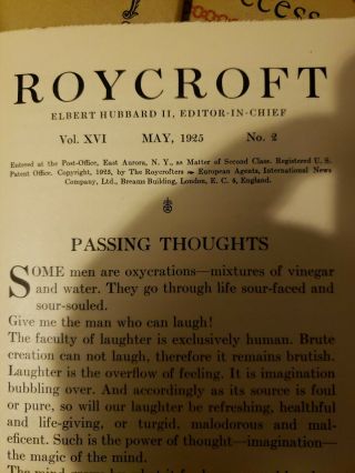 13 issues ROYCROFTERS - Elbert Hubbard - 1924 - 25 great wisdom (Final Issue) 5