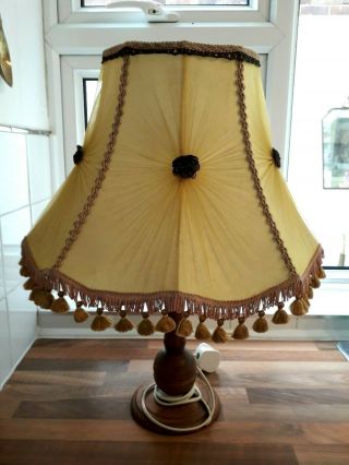 Stunning Vintage Art Deco Gold Silk Chiffon Lamp Shade Scalloped & Tassled