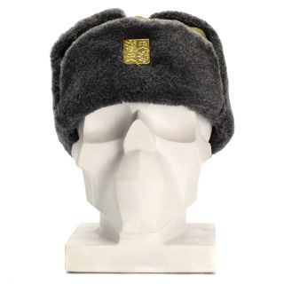 Czech army cap military winter hat Ushanka grey olive hat with badge 5