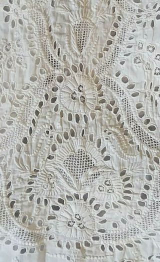 Antique 19 C Handmade Ayrshire Whitework Skirt Panel For Projects Or Study