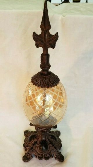Finial Cast Iron Stand With Glass Globe Sphere Lighting Rod Globe