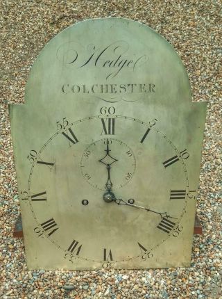 12 " Arched Silvered Brass Dial Long Case Clock Movement Hedge Of Colchester