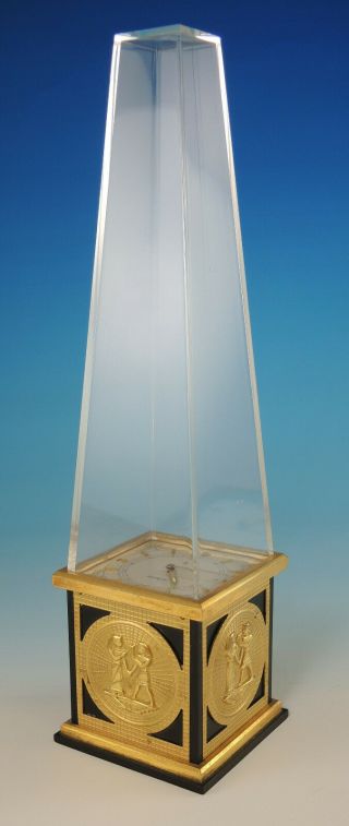 Unusual Egyptian Style Obelisk Desk Clock By Lecoultre C1965