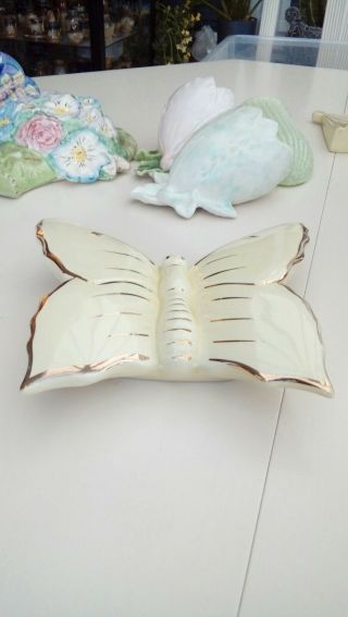 Vintage Art Deco 1920s China Yellow Large Butterfly Wall Pocket 19cm