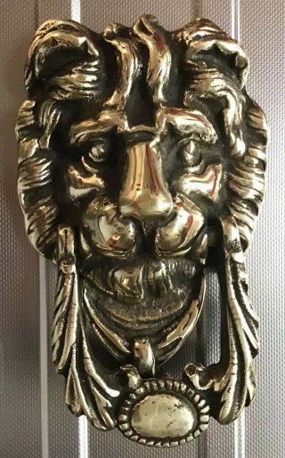 Vintage Reclaimed Cast Brass 7 " Lion Head Door Knocker