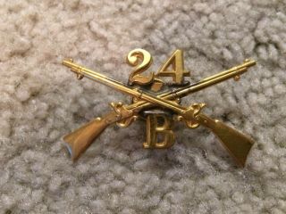 1895 - 1902 Us 24th Infantry Company B Hat Insignia (buffalo Soldiers)