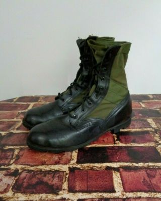 Vtg Us Jungle Combat Vietnam War Boots 10.  5 R Green U.  S.  Army Military 70s 80s