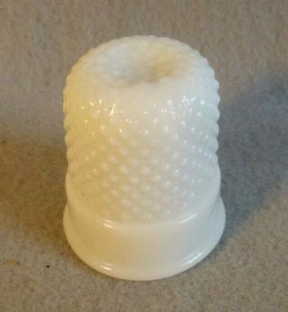 Milk Glass Thimble Shaped Shot Glass Or Tooth Pick Holder Hobnail Vintage