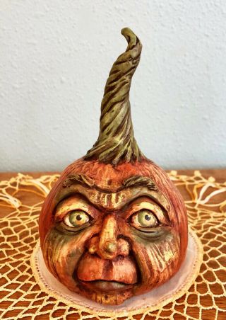 Primitive Folk Art Halloween Pumpkin Jol " Wicked Jack " Ehag Pfatt