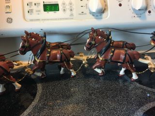 Vintage Cast Iron Budweiser Clydesdale Wagon Beer Wagon 2 - guys 8 - horses 34 - barr 3