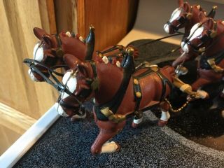 Vintage Cast Iron Budweiser Clydesdale Wagon Beer Wagon 2 - guys 8 - horses 34 - barr 8