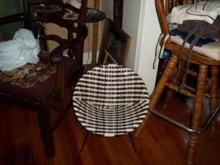 Vintage Mid Century Modern Child ' s Umanoff Era Egg Chair Woven Kid Brown White 6