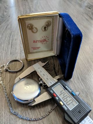 Vintage ARNEX 17 - Jewel Incabloc Pocket Watch w/ Box,  Unitas 6498 - Running 7