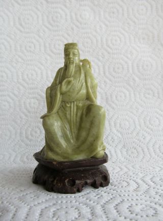 Chinese Carved Jade Sage Gesture of Peace and Holding a Sword Hard Stone Carved 2