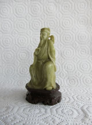 Chinese Carved Jade Sage Gesture of Peace and Holding a Sword Hard Stone Carved 3