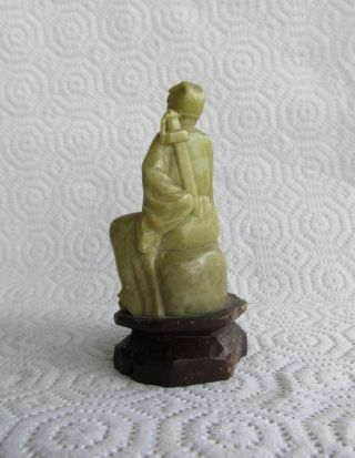 Chinese Carved Jade Sage Gesture of Peace and Holding a Sword Hard Stone Carved 4