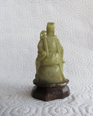 Chinese Carved Jade Sage Gesture of Peace and Holding a Sword Hard Stone Carved 5