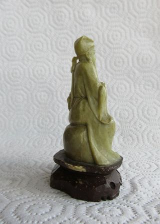 Chinese Carved Jade Sage Gesture of Peace and Holding a Sword Hard Stone Carved 6