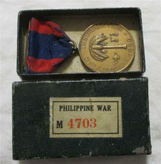 U.  S.  Army 1899 Philippine Insurrection Campaign Medal - Numbered Ided