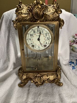 Seth Thomas Antique Brass And Glass Clock