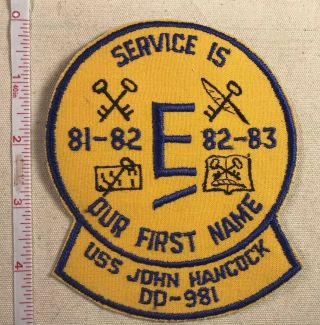 Us Navy Uss John Hancock Dd 981 Patch Service Is Our First Name 1980’s