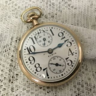 Antique Elgin " Father Time " 21 Jewel Rail Road Pocket Watch/wind Indicator 13s