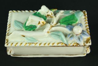 Antique Rare Victorian Conta & Boehme German Porcelain Fairing Box Flowers