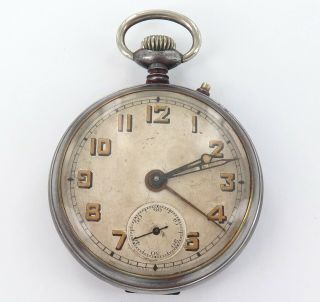 Early 1900s Junghans 6r Gun Metal Alarm Pocket Watch.