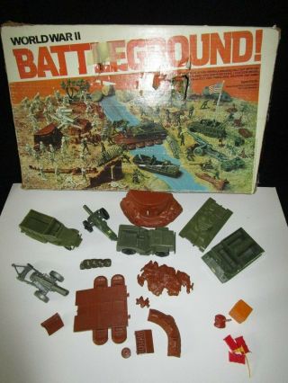 1973 Marx Battleground World War Ii Playset Box Vehicles And Accessories