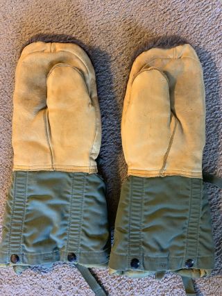 Vintage Usa Army Military Mittens Gloves Set Extreme Cold Weather Deerskin Wool 2