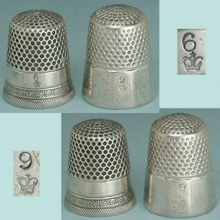 2 Antique Sterling Silver Thimbles By H.  Muhr 