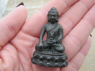 Unusual Solid Bronze Of Buddha Seated Upon Lotus Blossom - Wax Seal Base