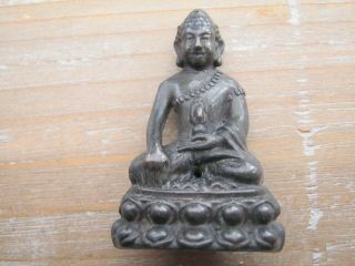 Unusual Solid Bronze Of Buddha Seated Upon Lotus BLOSSOM - Wax Seal Base 2