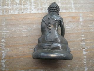 Unusual Solid Bronze Of Buddha Seated Upon Lotus BLOSSOM - Wax Seal Base 3