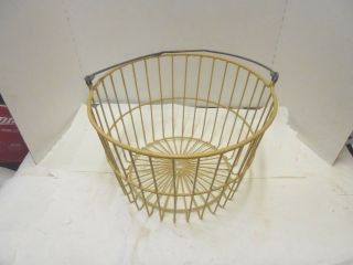 Yellow Coated Metal Wire Egg Basket With Handle Chickens Porch Decor 1