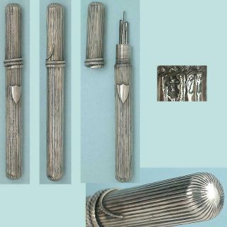 Antique Solid Silver Needle Case W/ Snake Dutch Hallmarks Circa 1860