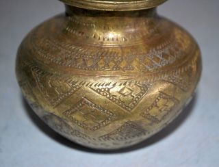 Ancient India Brass Rare Hand Engraved Hindu God Pooja Holy Water Pot 4