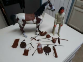 Marx Johnny West Geronimo,  Storm Cloud Pinto Horse,  Accessories