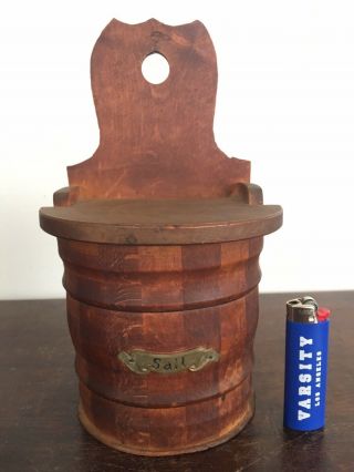 Antique Primitive American Maple Lift Lid Salt Box 19th C Nail Construction Aafa