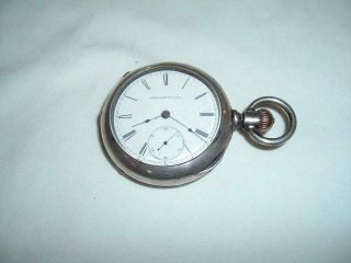 Antique Elgin National Watch Company Coin Silver Pocket Watch Runs 1871 7 Jewels