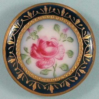 Gorgeous Large Antique Hand Painted Porcelain Button French Circa 1890s