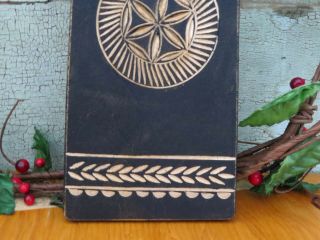 Vintage Wood Wooden Butter Mold Paddle Carved Geometric PA Dutch STAR Design 4