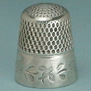 Antique Sterling Silver Thimble W/ Birds & Flowers By Stern Bros.  Circa 1890s