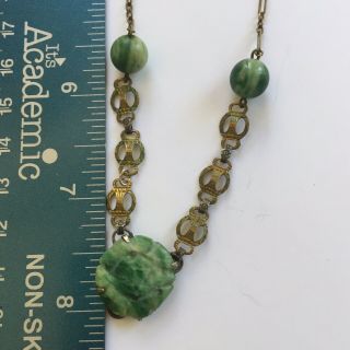 Antique Brass & Sterling Necklace W Jade 5