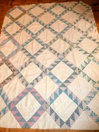 Vintage Birds In The Air Pattern Quilt Top 60 " X 73 " All Hand Pieced